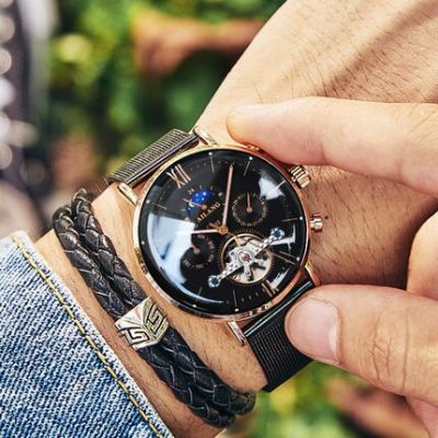 ⌚SSS นาฬิกาตูร์บิยองของ AILANGmen นาฬิกาข้อมือดีเซลสำหรับผู้ชายนาฬิกาข้อมือผู้ชายเรียบง่ายนาฬิกาไขลาน