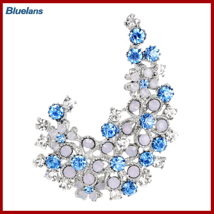 Bluelans®พลอยเทียมแวววาวลายดอกไม้เครื่องประดับที่สง่างามสำหรับผู้หญิงเข็มกลัดผ้าพันคอพินของขวัญ