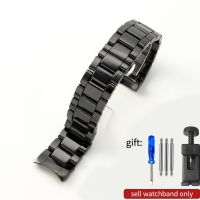 “：{ Ceramic Watch Band Substitute Armani A Ar1451 1452 1400 1410 Black Mens Butterfly Clasp Watchband Accessories 24Mm