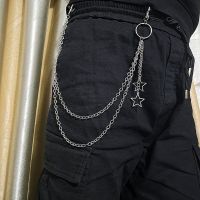 【HOT】☄☏ Punk Steet Keychains Chain Men Star Rivets Accessories Goth Pants Waist Jeans Jewerly