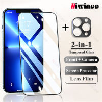 NIWINEE 2 In 1กระจกเทมเปอร์สำหรับ OPPO Reno 10 Pro + Plus 8T 8Z 8T A54 8 7Z 7 6 5 A96 A95 A94 A78 A77s A76 A74 A57 A33 A17 A17k A16 A15ค้นหา X5 X3 Pro 5G ปกป้องหน้าจอ4G พร้อมกล้องฟิล์มเลนส์ปกป้องเต็มรูปแบบ M001