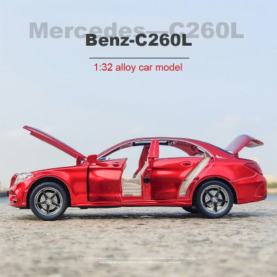 ใหม่132 Benz C260L Die Cast Miniature รุ่นรถยนต์โลหะผสมโลหะรถดึงกลับ6ประตูเปิดของขวัญเด็ก Toy