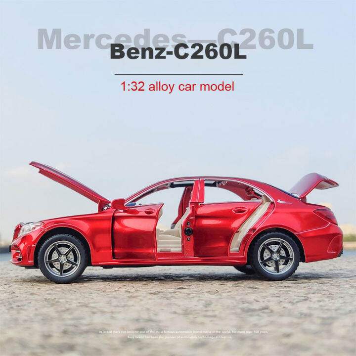 ใหม่132-benz-c260l-die-cast-miniature-รุ่นรถยนต์โลหะผสมโลหะรถดึงกลับ6ประตูเปิดของขวัญเด็ก-toy