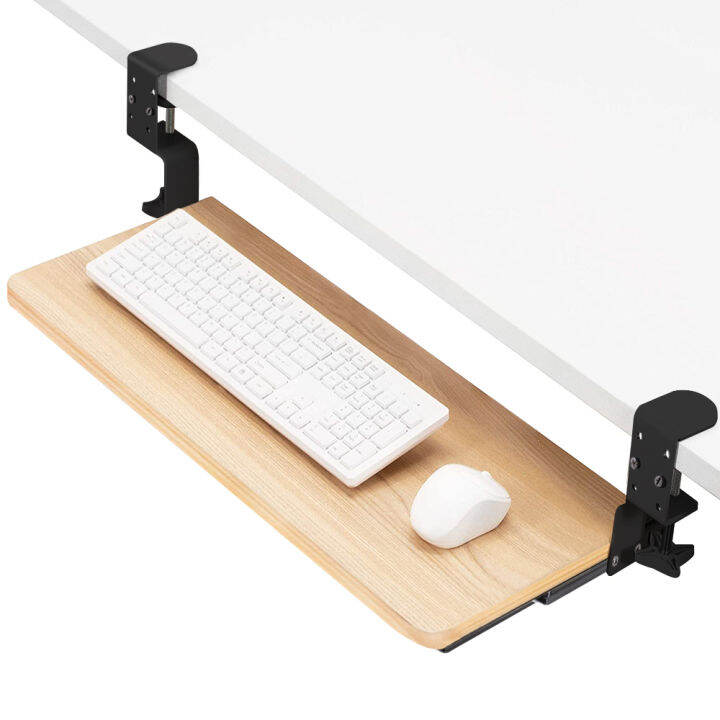 Keyboard Tray Under Desk Pull Out Tray with Height Adjustable Drilling Free Clamp Slide Out