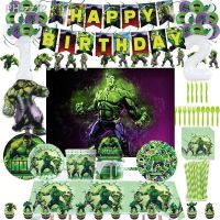 Disney Hulk Tableware Sets Decoration Balloon Backdrop Super Hero Birthday Party Supplies Plates Cups Napkins Tablecloth Boys