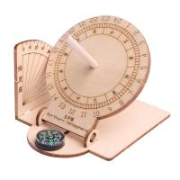 Wooden Sundial Clock Equatorial Craft Scientific Clock Sundial Wooden Teaching Toys Model Aid Educational Kids For DIY Wooden