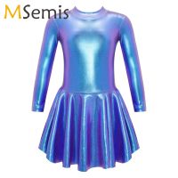 【cw】 Kids Metallic Figure Skating Gymnastics Leotard Ballet Performance Costume ！