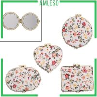 【BEIBEI】 Travel Makeup Mirror Folding Mirror Pocket Mirror Floral Printed for Purse