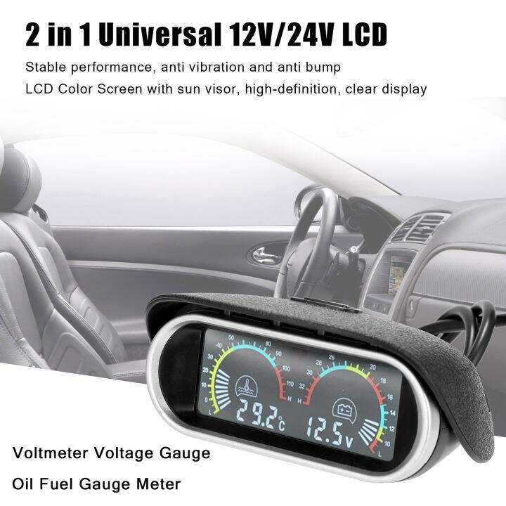 2 Dalam 1 Universal 12.0V/24V Lcd Kristal Cecair Kereta Digital ...