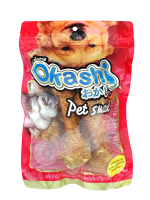 OKASHI SNACK DOG AND CAT ขนมขบเคี้ยวสำหรับสุนัข และแมว (ไก่พันกระดูกผูก 6.5” 4 ชิ้น)