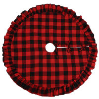 48Inch Buffalo Plaid Christmas Tree Skirt Red Double Layers Xmas Tree Skirt for Hotel Christmas Tree Decor for Home