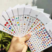 10Pcs New Craft 3D Nail Art Decals Smiley Face Colored Flowers Nail Stickers Cute Candy Color Origin Line Smiley Sticker Decals