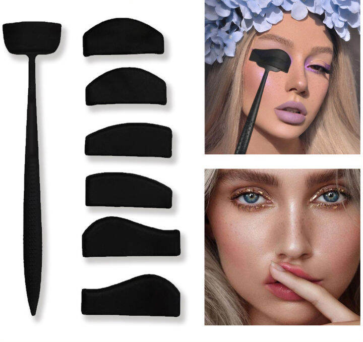 6 In 1แบบพกพา Stamp Cut Crease Line Kit Lazy Eyeshadow Stencil