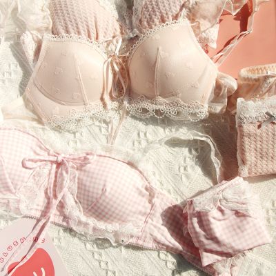 【CC】 Pink Kawaii Set Cotton and Tube Top Wire Panties