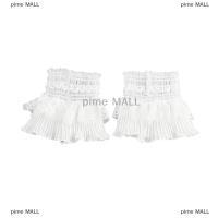 pime MALL แขนเสื้อปลอมแบบถอดออกได้, เสื้อลูกไม้บางแขนทรงบานมีจีบมีระบายสายรัดข้อมือเสื้อสเวตเตอร์ตกแต่งแขนเสื้อ