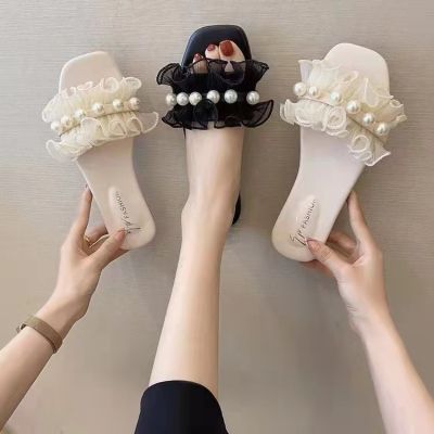 [ส่งเร็วพิเศษ!] ส่งเร็ว🚚 รองเท้าเเตะผู้หญิง เเต่งคาดคาด เเต่งลูกปัดเม็ดโต คอลเลคชั่นใหม่ รุ่นTP255❄