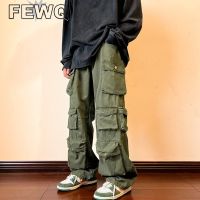 FEWQ Y2k Mens Cargo Pants Multi Pocket Male Hiphop Overalls High Street Safari Style Trousers 2023 Summer New Streetwear 24A562