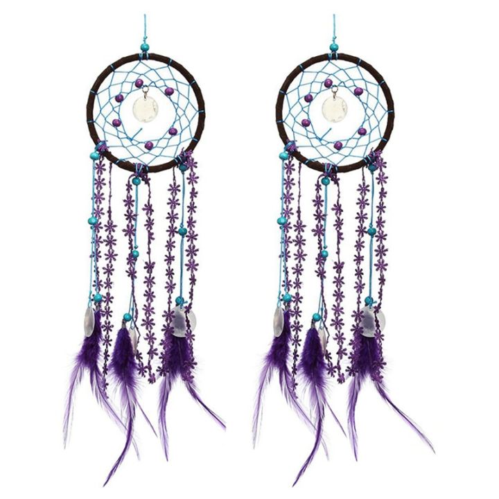 2x-dream-catcher-campanula-with-feather-fashion-car-wall-hanging-decoration-ornament-crafts