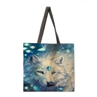 Wolf Totem ladies casual handbag ladies shoulder bag outdoor beach bag clutch bag foldable shopping bag