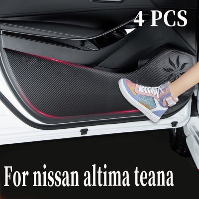 สติกเกอร์แผงประตูรถยนต์หนังคาร์บอนไฟเบอร์แผ่นเตะ Hiasan Interior ป้องกันการกระแทกสำหรับ L34 Nissan Altima Teana L33 J32