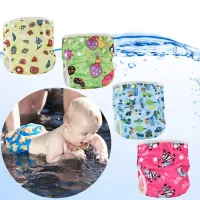 Baby Reusable 1PC Swim Diapers Cartoon Print Swimwear Children Adjustable Breathable Leakproof Swimming Nappy Pants Diaper Cloth Diapers