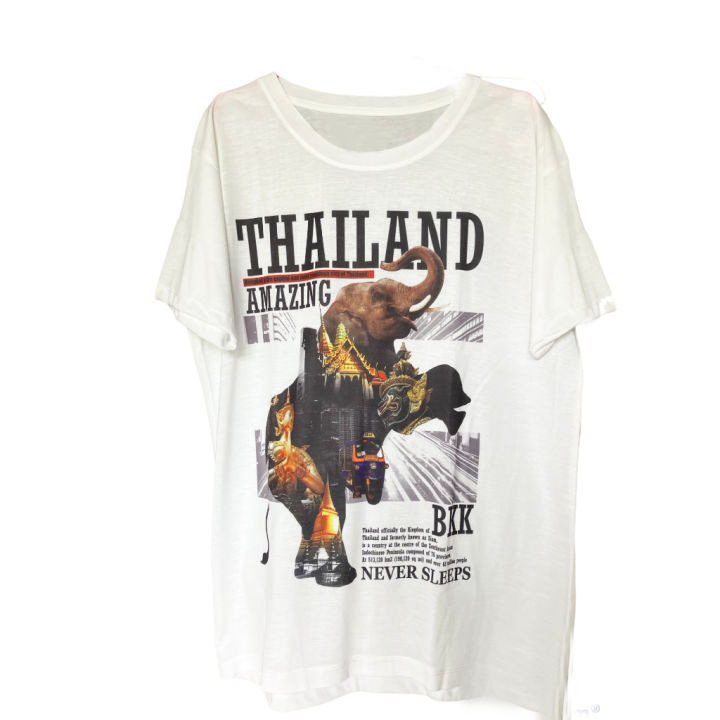 เสื้อยืดราคาถูก-เสื้อยืดสีขาวคอกลม-ลายช้างไทย-thailand-m141-unisex