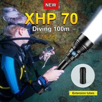 2023 NEW Professional Powerful XHP70 LED Diving Flashlight Super Bright Underwater Rechargeable IPX68 Diving Torch Dive Lighting Rechargeable  Flashli