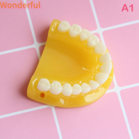 ?【Lowest price】Wonderful ฟันปลอมฮาโลวีนเกินจริงจี้เรซินจำลองรูปฟันสำหรับสร้อยคอพวงกุญแจเครื่องประดับทำด้วยมือ