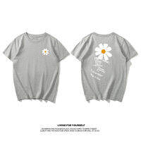 100 Cotton Women T-Shirt Short Sleeve Youth Student Chic Casual Flower Daisy Tops Tees Tshirts