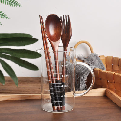 Portable Wood Tableware Wooden Cutlery Sets Travel Dinnerware Suit Korean Wooden Spoon Fork Chopsticks Travel Gift Long ▍MOON