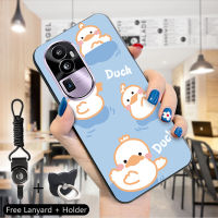 เคส PMP สำหรับ OPPO Reno10 Pro + 5G เคส Hp Oppo Reno10 Pro + 5G (แหวนใส่นิ้ว + เชือกเส้นเล็ก) เคสโทรศัพท์ดีไซน์ลายการ์ตูนเด็กผู้หญิงเป็ดกันกระแทกเคสโทรศัพท์ป้องกัน TPU ซิลิโคนนิ่มฝาครอบด้านหลัง