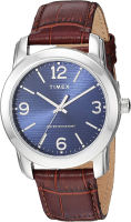 Timex Mens Classics 39mm Watch Brown/Silver-Tone/Blue