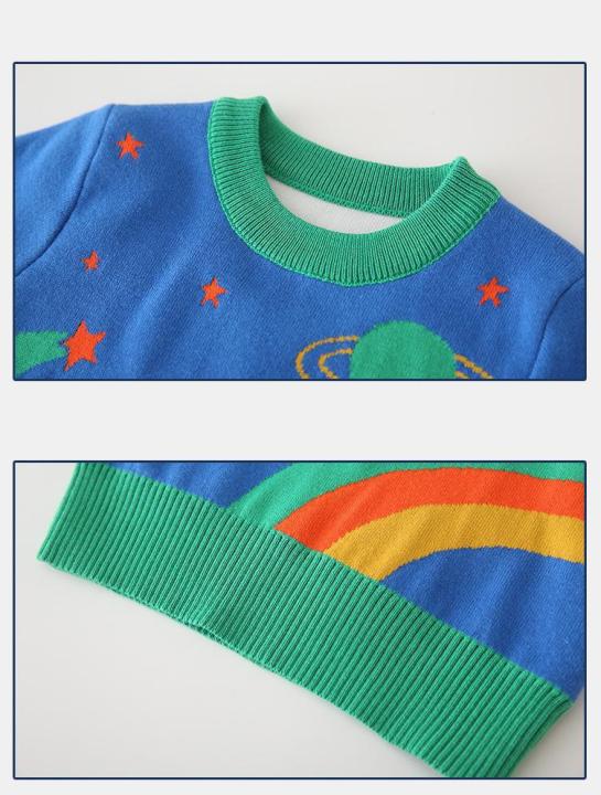 winter-baby-boy-clothes-cartoon-knitted-sweater-space-pattern-long-sleeve-o-neck-thick-blue-pullover-tops-for-children-2-7y