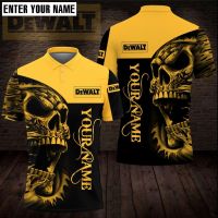 (ALL IN STOCK XZX)   DeWalt Personalized Name Car 3D Polo Shirts For Men And Women 0121  (Free customized name logo for private chat, styles can be changed with zippers or buttons)