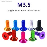 ✓❃ 3pcs M3.5 Aluminium Alloy Hex Hexagon Socket Screws Flat Head Allen Bolt Mechanical Screw Anodized Length 6mm 8mm 14mm 16mm