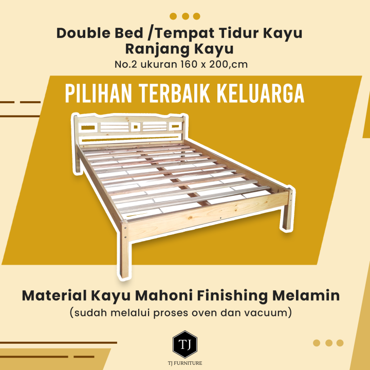 Double Bed /Tempat Tidur Kayu /Ranjang Kayu No. 2 Uk 160x200cm Full ...