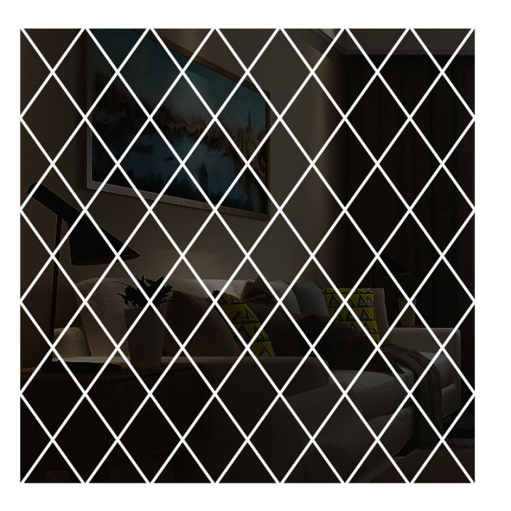 3d-กระจกผนังสติ๊กเกอร์-diy-เพชรสามเหลี่ยมอะคริลิสติ๊กเกอร์ติดผนังห้องนั่งเล่นตกแต่งบ้านผนังสติ๊กเกอร์