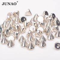 JUNAO 8mm 10mm Silver Gold Color Studs Spikes Plastic Decorative Rivet Punk Rivets For Leather Clothes Jewelry Making Crafts