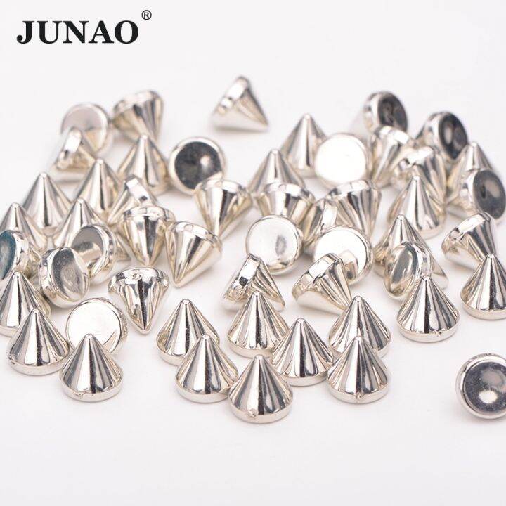 junao-8mm-10mm-silver-gold-color-studs-spikes-plastic-decorative-rivet-punk-rivets-for-leather-clothes-jewelry-making-crafts