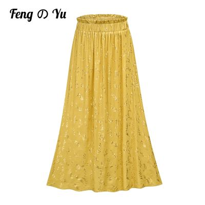 【CC】 Floral Pleated Skirt Womens Elastic Waist Side 2022 Bottoming
