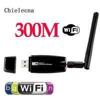 Chielecna 300 Mbps Wireless Adapter USB 2.0 WiFi 2.4G Network Card With Antenna Realtek 8191 for Win XP Vista 7 8 Linux MAC OS  USB Network Adapters