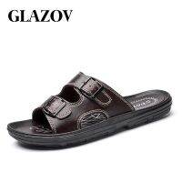 {Puffy menswear}GLAZOV ยี่ห้อ Fahion ฤดูร้อนผู้ชายรองเท้าแตะหนังแท้ข้ามสายชายหาดน้ำรองเท้าผู้ชายรองเท้าแตะที่มีคุณภาพสูงขนาด40-45