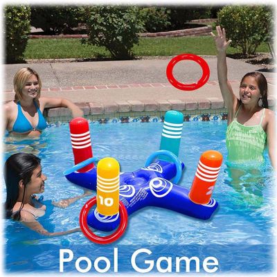 MIA Inflatable Children Party Props 4PCS Rings Beach Toy Ring Toys Inflatable Ring Toys Ring Toss Game Swimming Pool Floating Ring Throw Pool Game