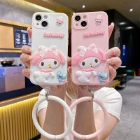 สายรัดข้อมือนิ่มลายการ์ตูนสำหรับ iPhone 15 14 13 12 Mini 11 Pro Max 6 6 6S 7 8 Plus X XS Max XR เคสโทรศัพท์แบบนิ่ม