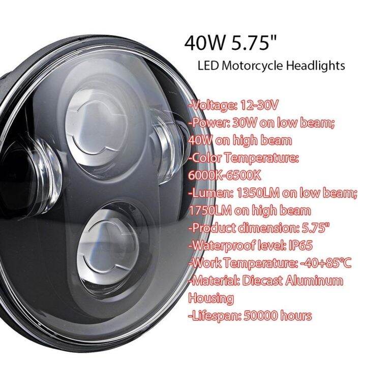 ไฟหน้ารถจักรยานยนต์-led-ขนาด5นิ้ว5-75-3-4นิ้วสีดำสำหรับ-sportster-1200-xl1200l-xl1200c-กำหนดเอง883-xl883r-883l-xl883