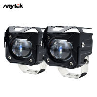 ANYTEK ไฟหน้าทรงเหลี่ยม Led สปอตไลท์รถจักรยานยนต์1คู่12000lm 6000K/3000K โคมไฟทำงานต่ำลำแสงสูงอะไหล่แต่ง