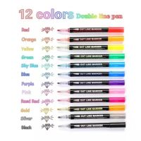 8 /12 Pcs/set Outline Paint Marker Pen Double Line Pen Diy Album Scrapbooking Metal Marker Glitter for Drawing Painting Doodling