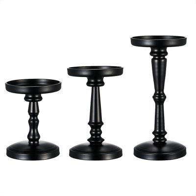 3Pcs Columnar Black Candle Holder, Metal Candle Holder, Great Decoration for Family Wedding Anniversary Party