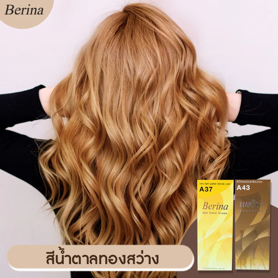 Berina สีย้อมผมเบอรีน่า ครีมเปลี่ยนสีผม โทนสีน้ำตาลทองสว่าง แพค 2 กล่อง  A37/A43 | Lazada.Co.Th