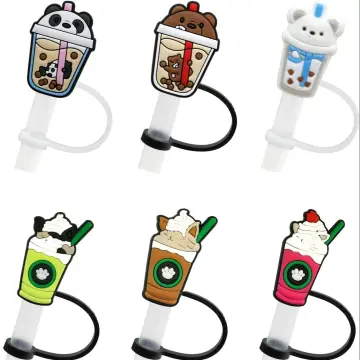 Silicone Straw Cartoon Dustproof Cover Straw Cover Recyclable Cute